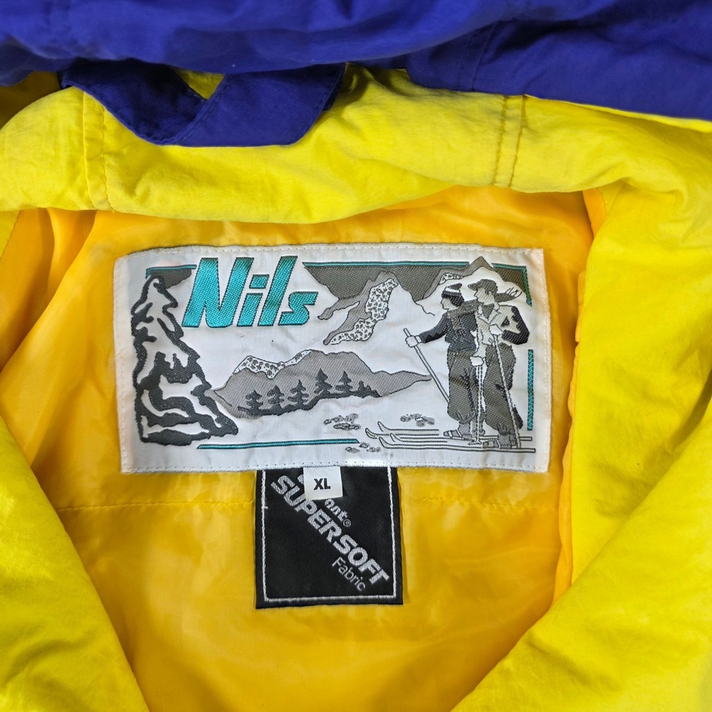 Vintage Nils Ski Jacket XL Teal Purple Yellow Colorblock Entrant Thermore USA - Picture 8 of 8